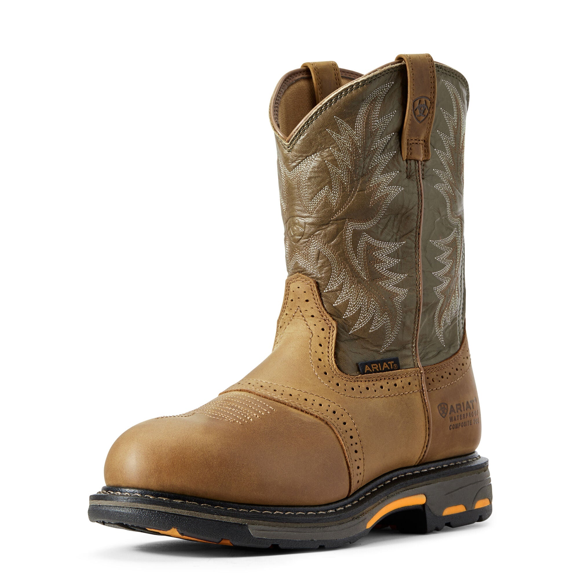 ARIAT Men's WorkHog H2O Composite Toe Boot - Aged Bark/Army Green