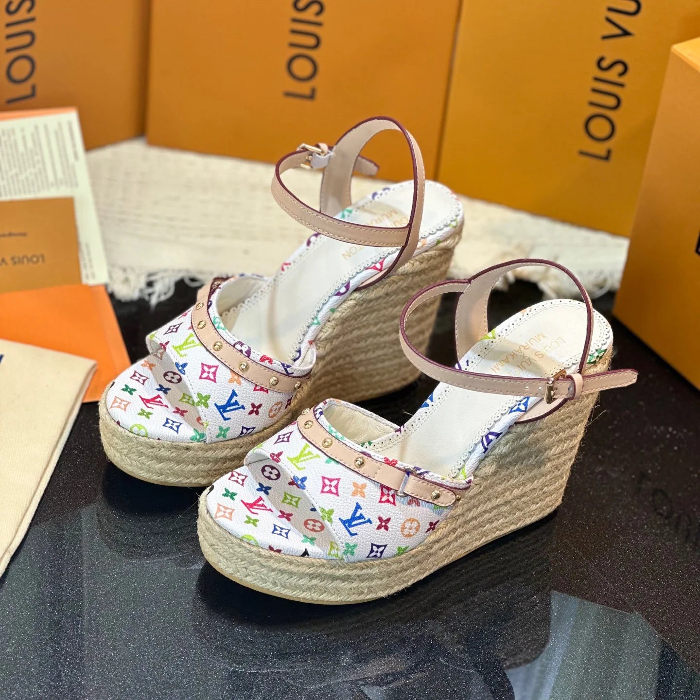 VV Slope Heel Hemp Rope Woven Sandals 1025040218