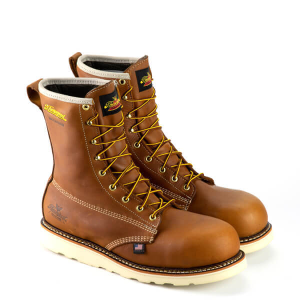 Men's Thorogood AMERICAN HERITAGE – WATERPROOF – 8" TOBACCO COMPOSITE SAFETY TOE – PLAIN TOE MAXWEAR WEDGE™