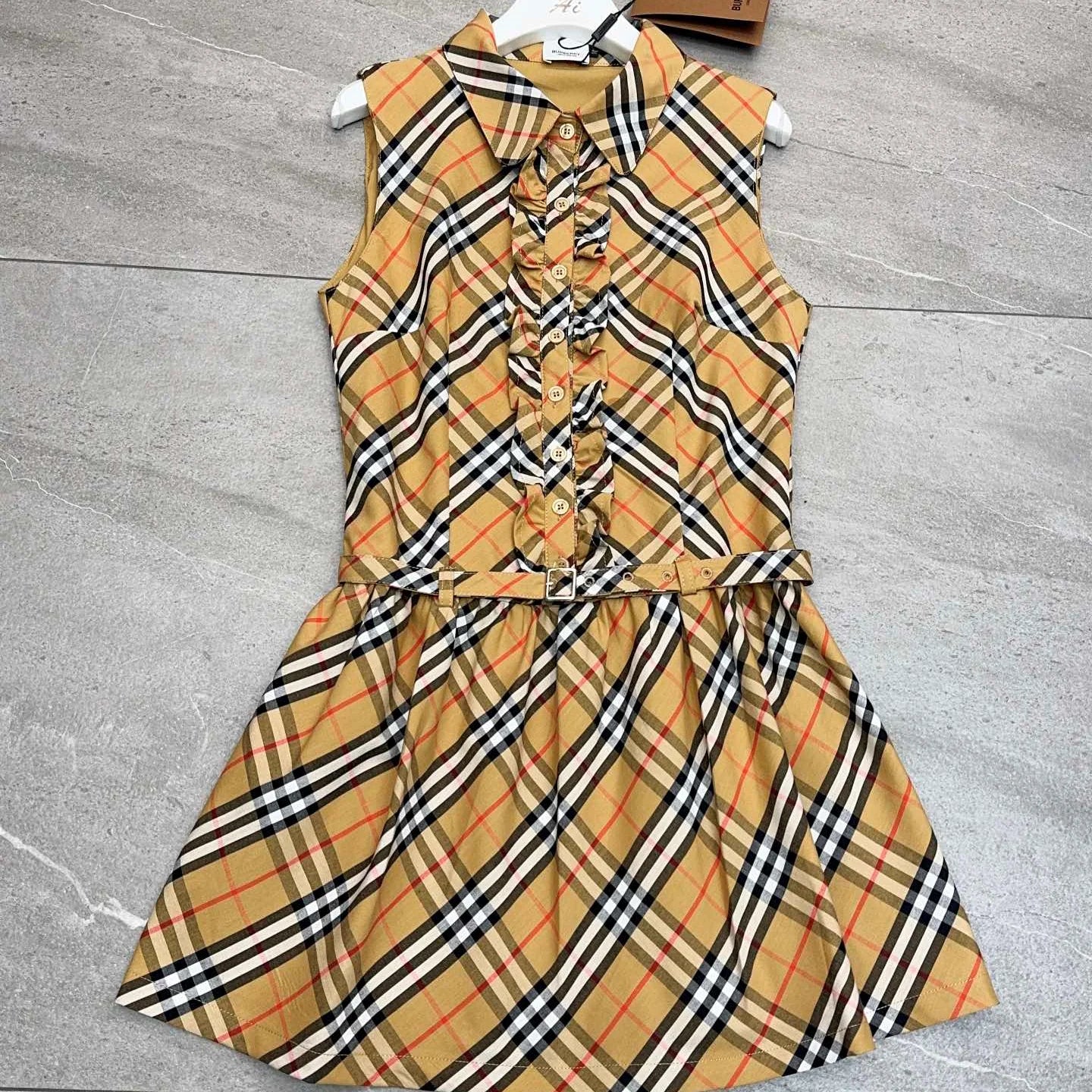 Classic pure cotton checkered vest dress 1426020203