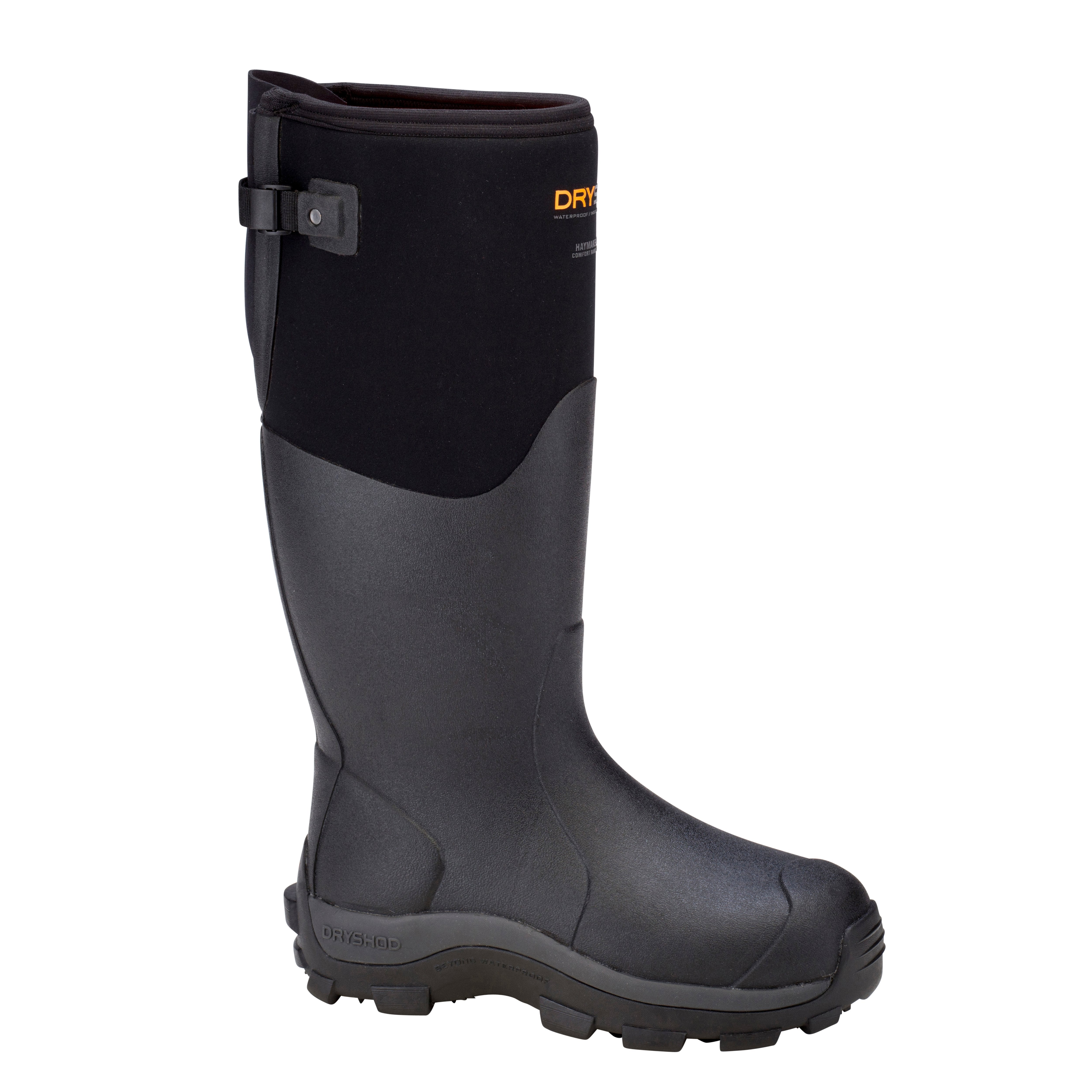 Dryshod Mens Haymaker Gusset Farm Boots| Rubber | Waterproof | Black | Pull On