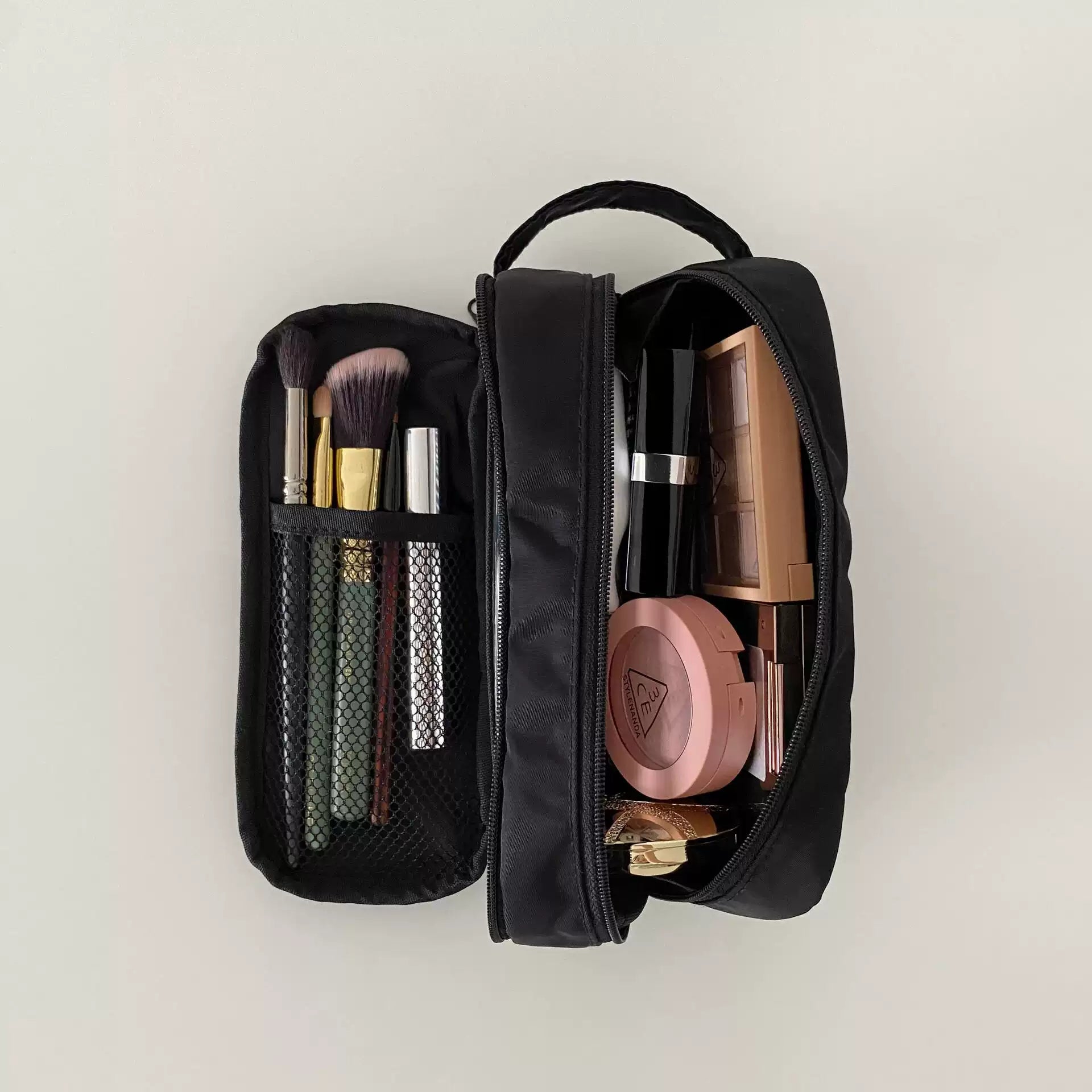 Casual Black Brush & Cosmetic Bag