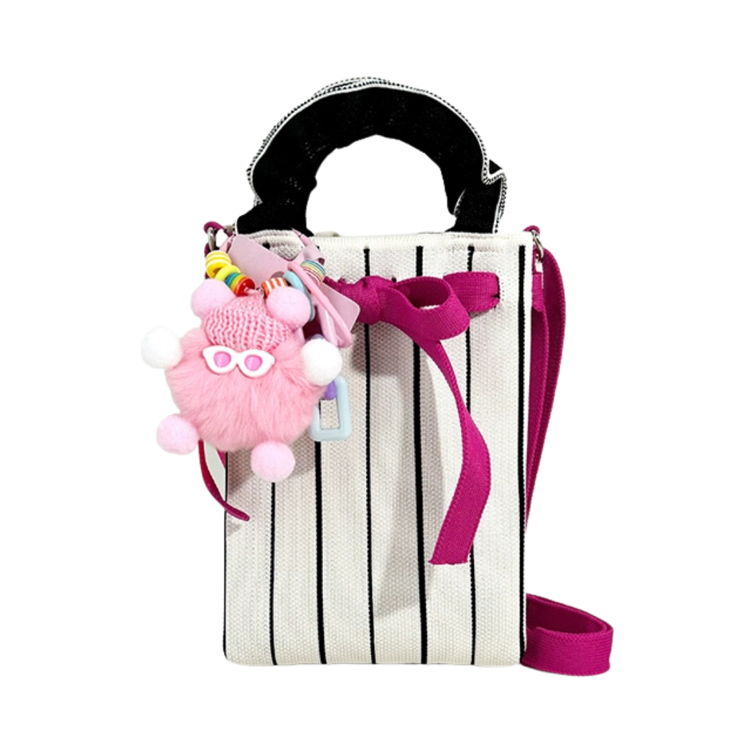 Beige Striped Pink Cloud Bag