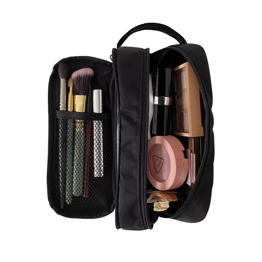 Casual Black Brush & Cosmetic Bag