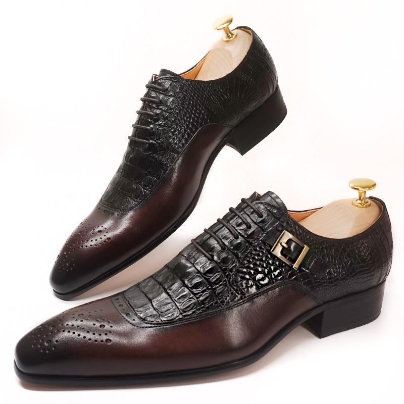 2021 new men's oxford shoes with pointed toe brown black classic men's formal shoes pattern leather formal men's shoes