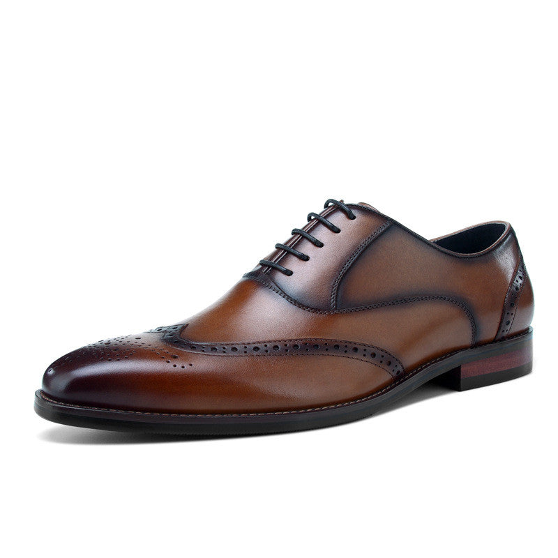 brogue engraved men's british leather shoes
