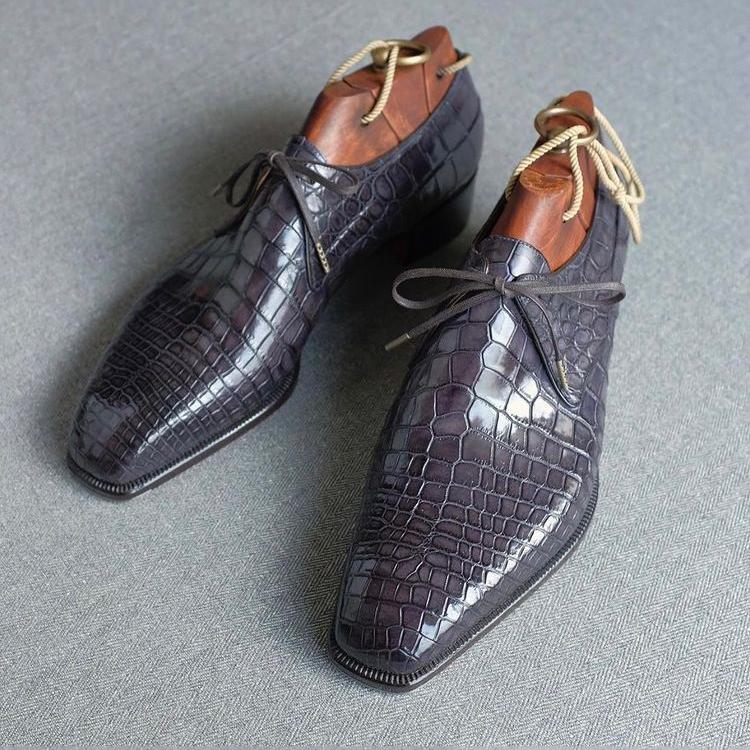 Silver gray series classic men's Oxford leather shoes