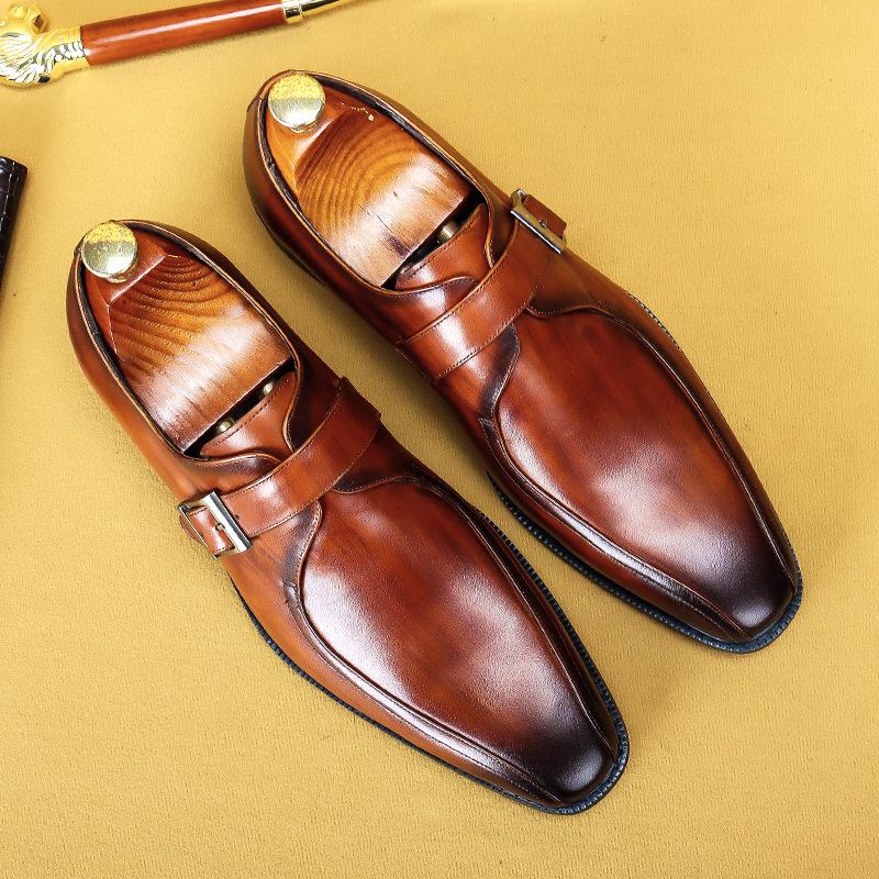 Genuine Leather Casual Pointed Toe Buckle Formak Shoes