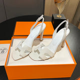 New Leather H Logo Women's High Heeled PD052024022704