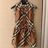 Classic pure cotton checkered vest dress 1426020203