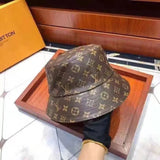 New leather classic fisherman hat British retro Korean fashion all-match basin hat for men and women with the same style big head circumference