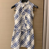 Classic pure cotton checkered vest dress 1426020203