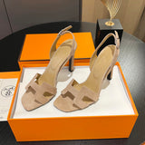 New Leather H Logo Women's High Heeled PD052024022704