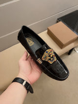 VS Medusa Embroidered Patent Leather Driver 1826051202