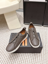 Leather Texture Triple Stitch Sneakers 1826032601