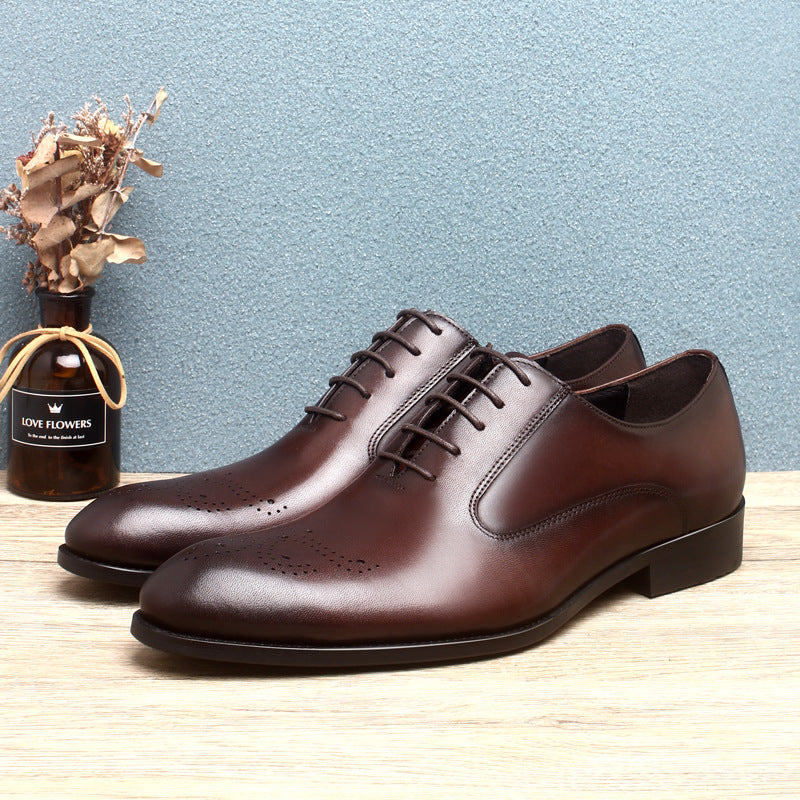 Genuine business brogue retro men's cowhide toe leather shoes