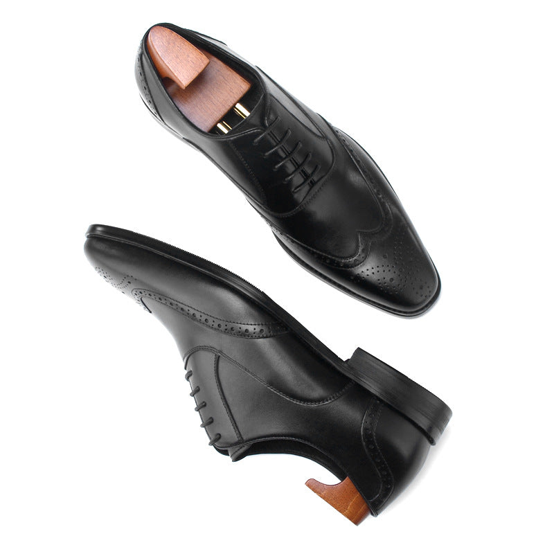 brogue engraved men's british leather shoes