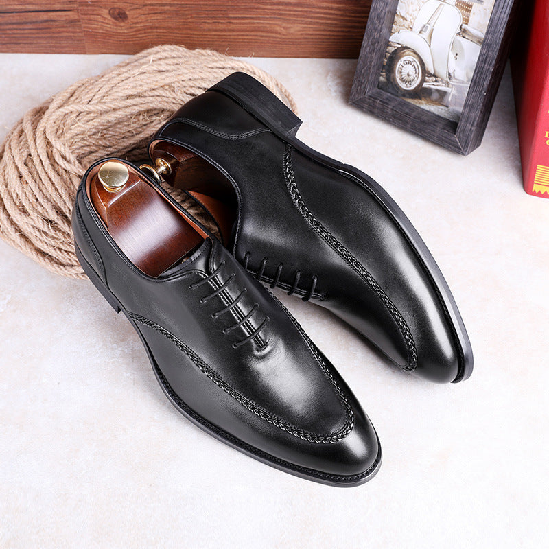 New top leather lace-up elegant men's business dress shoes（2 colors）