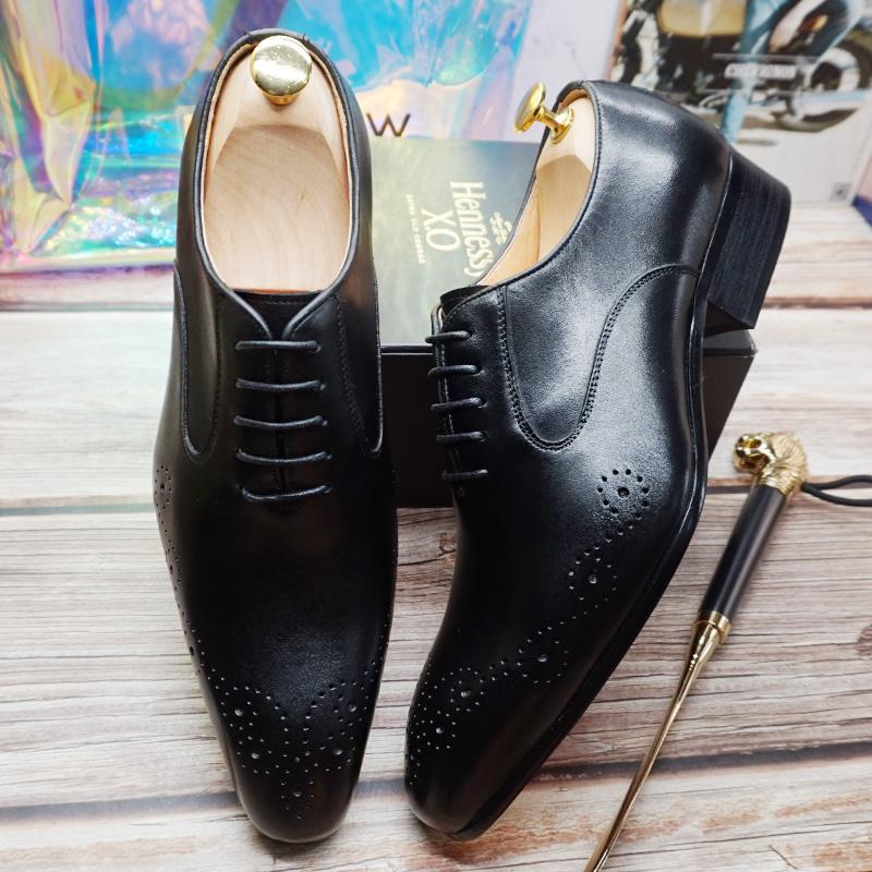 Italian Leather Shoes Classic Formal Shoes Brown Black Pointed Toe Lace Up Dress Shoes Office Wedding Oxford Shoes For Men